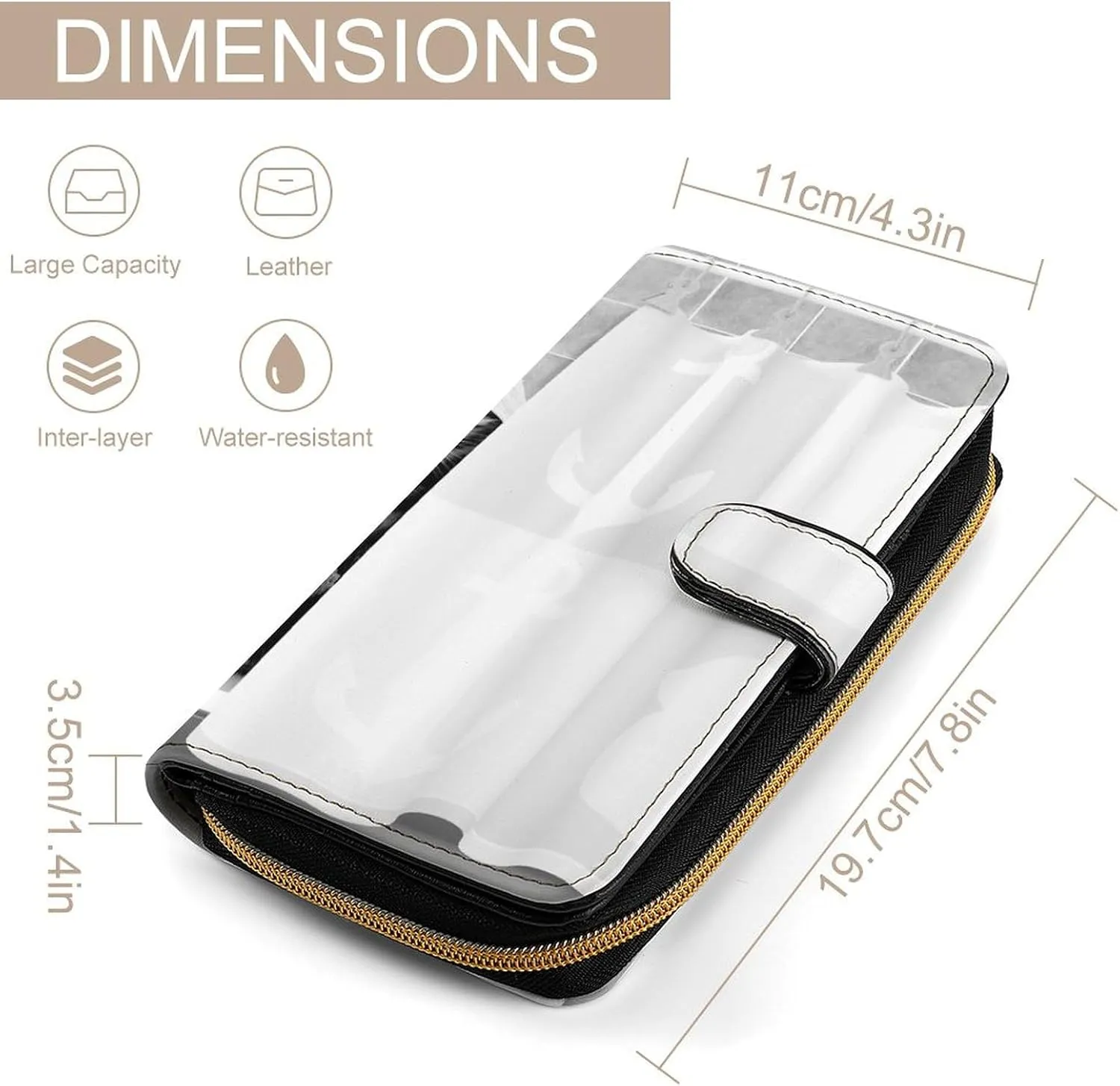 Soft Clutch PU Leather Wallet with 12 Card Slots, Zipper Card Case Holder Purse