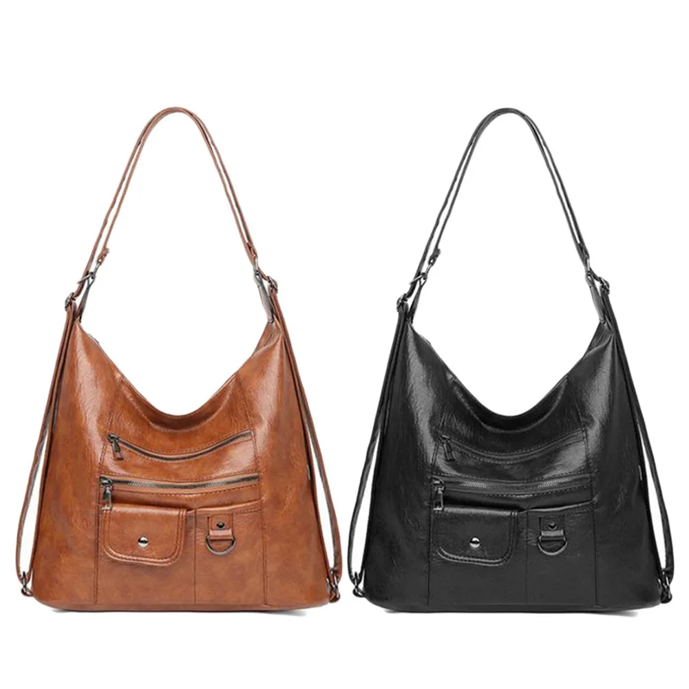 Soft PU Leather Women Handbags Shoulder Bag 3 in 1 Backpack