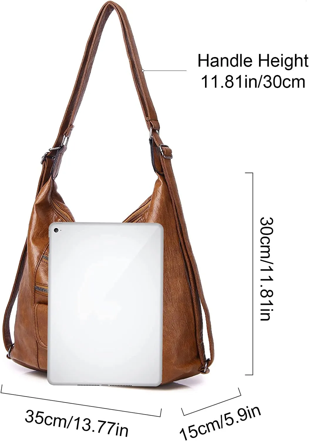 Soft PU Leather Women Handbags Shoulder Bag 3 in 1 Backpack