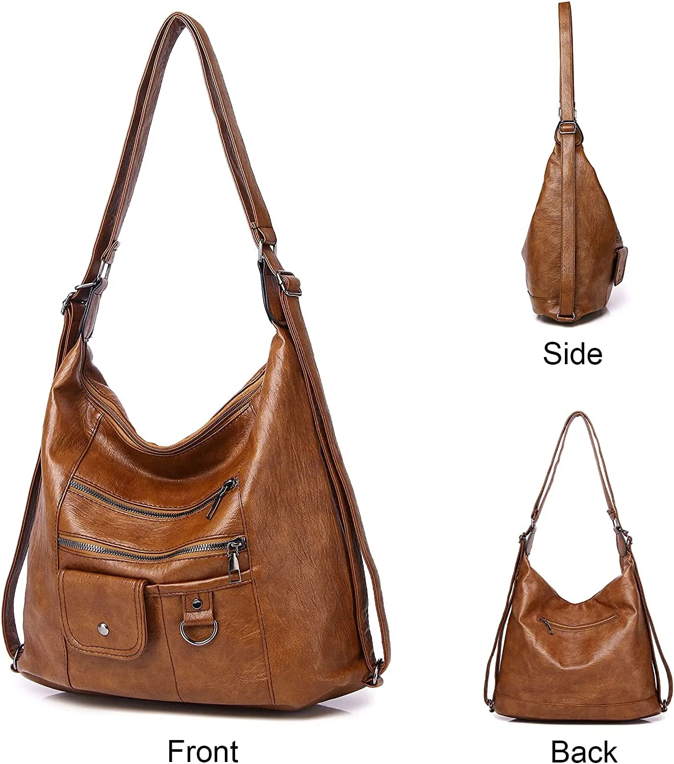Soft PU Leather Women Handbags Shoulder Bag 3 in 1 Backpack