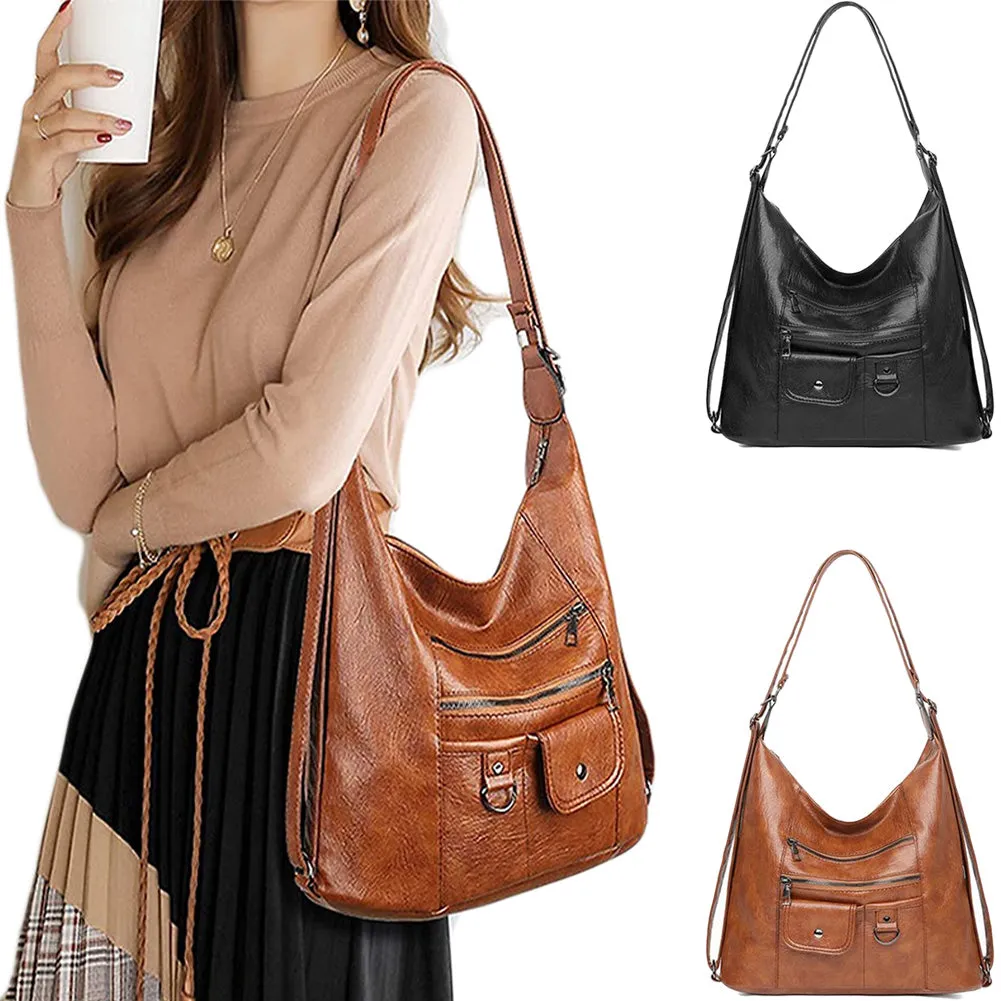 Soft PU Leather Women Handbags Shoulder Bag 3 in 1 Backpack