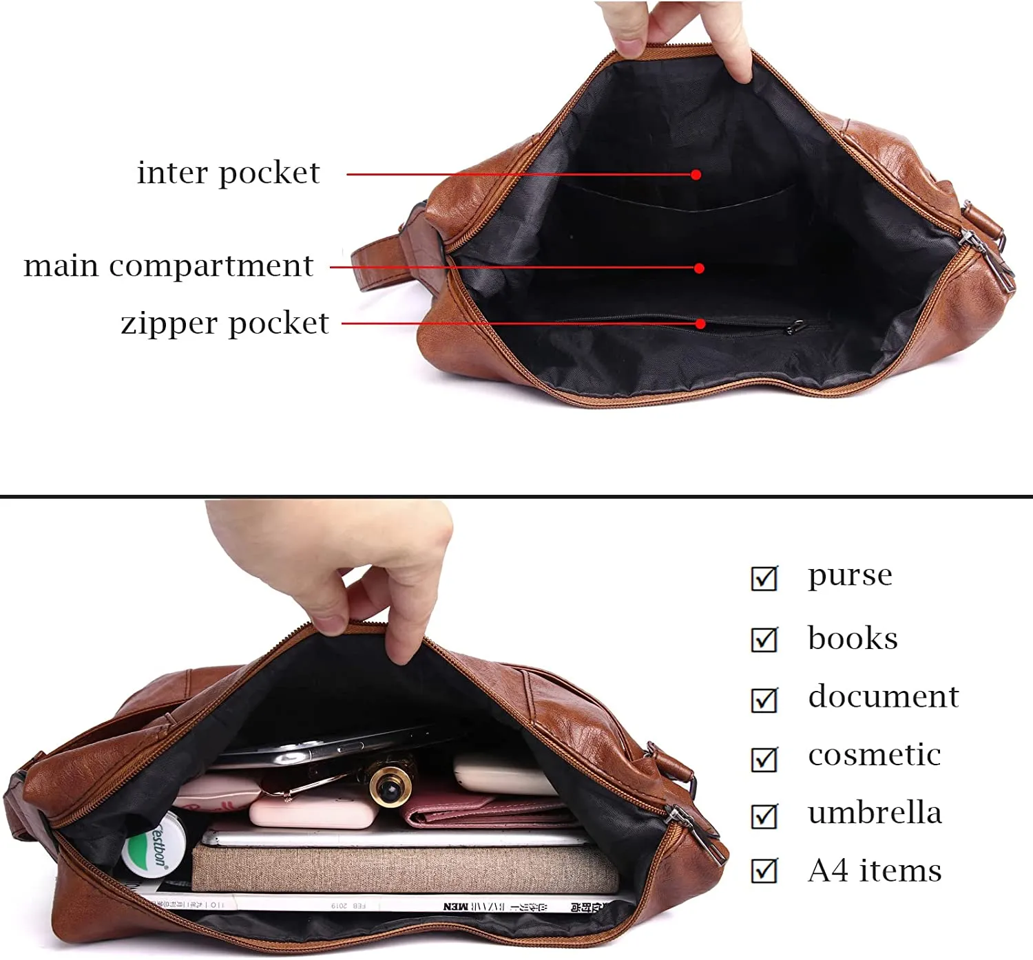 Soft PU Leather Women Handbags Shoulder Bag 3 in 1 Backpack