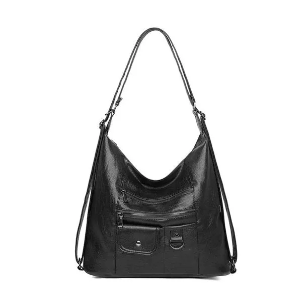 Soft PU Leather Women Handbags Shoulder Bag 3 in 1 Backpack