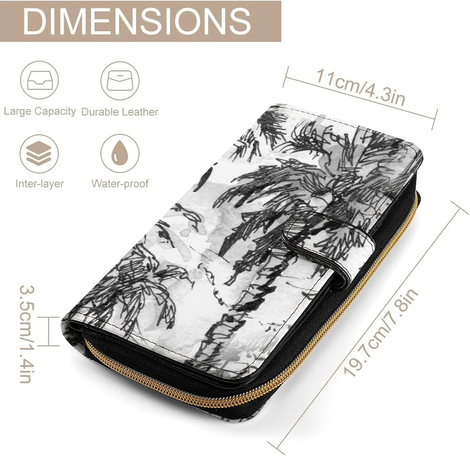 Soft Zipper Wallet with 12 Card Slots, Clutch PU Leather Card Case Holder Purse