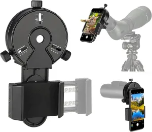 SOLOMARK Cellphone Mount for Vortex Bushnell Celestron Barska Spotting Scope Big Eyepiece Work with Binoculars Monocular Spotting Scope Telescope for Almost Smartphone