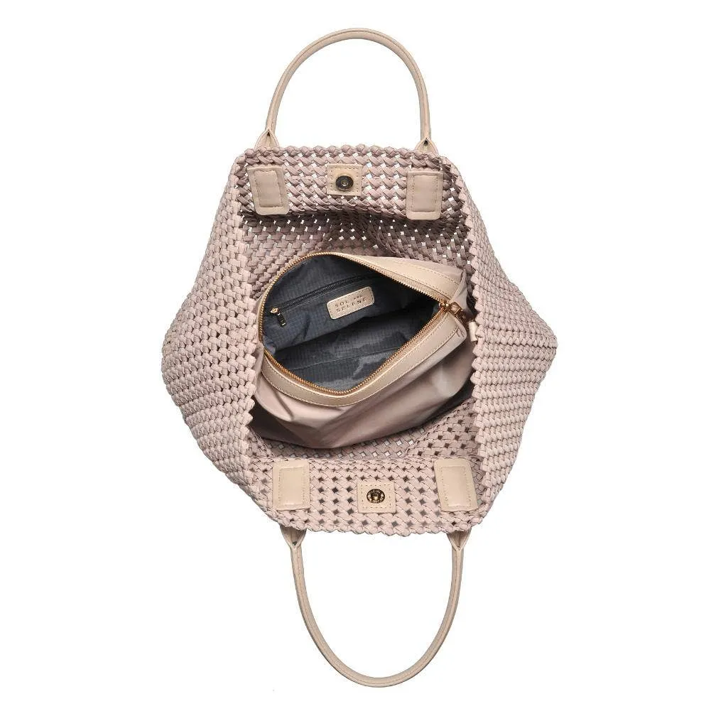 Solstice - Large Hand Woven Knot Tote: Nude