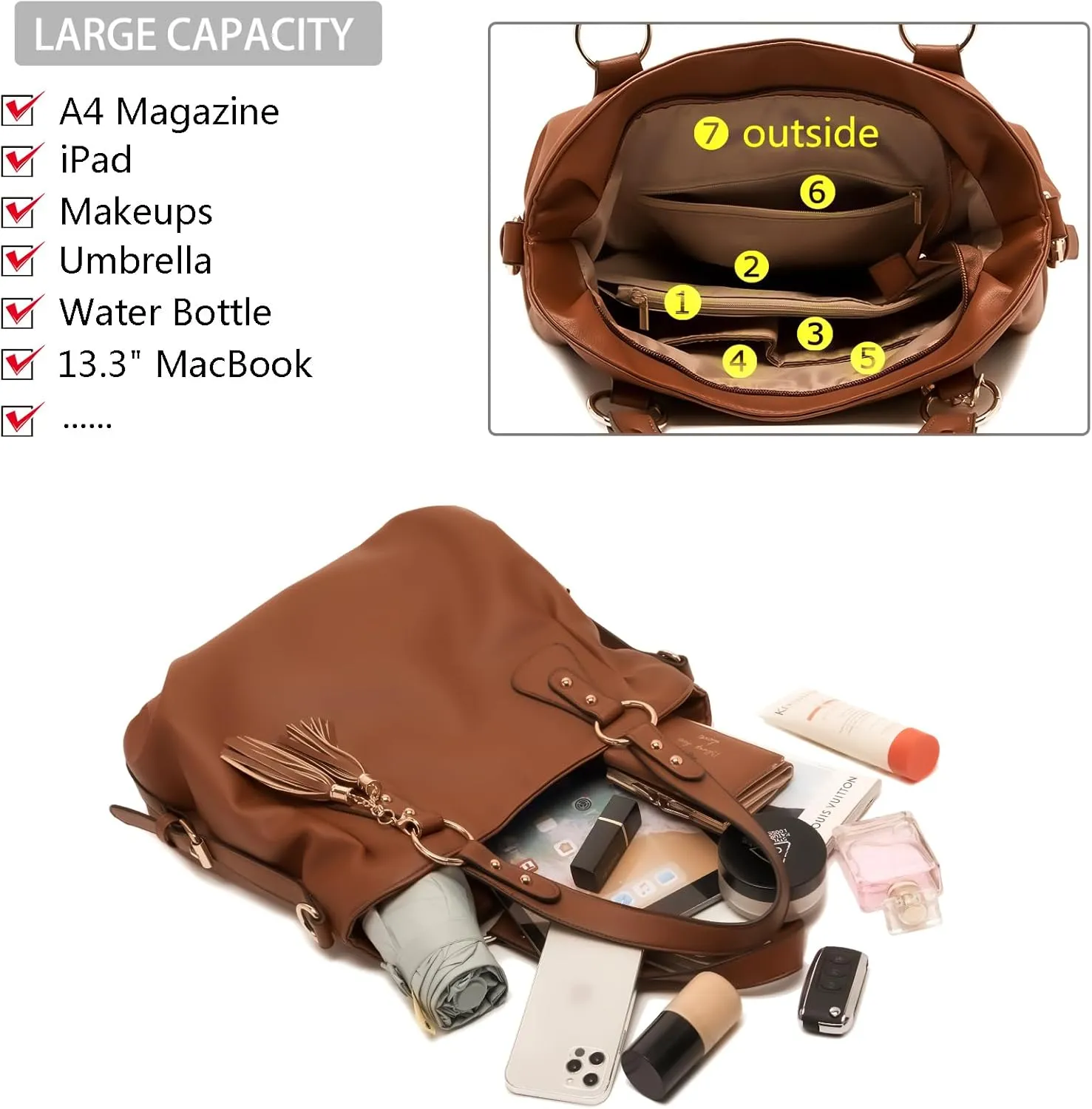 Soperwillton Fashion Handbag for Women Shoulder Bag Top Handle Satchel Hobo Tote Bag Purse Set 4pcs
