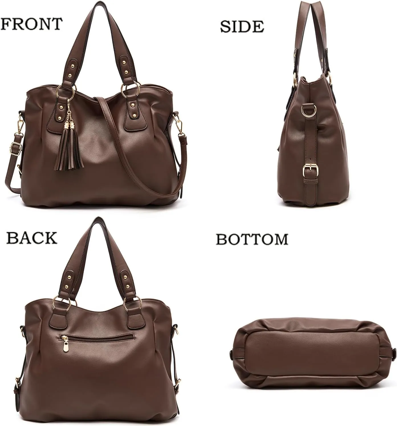 Soperwillton Fashion Handbag for Women Shoulder Bag Top Handle Satchel Hobo Tote Bag Purse Set 4pcs