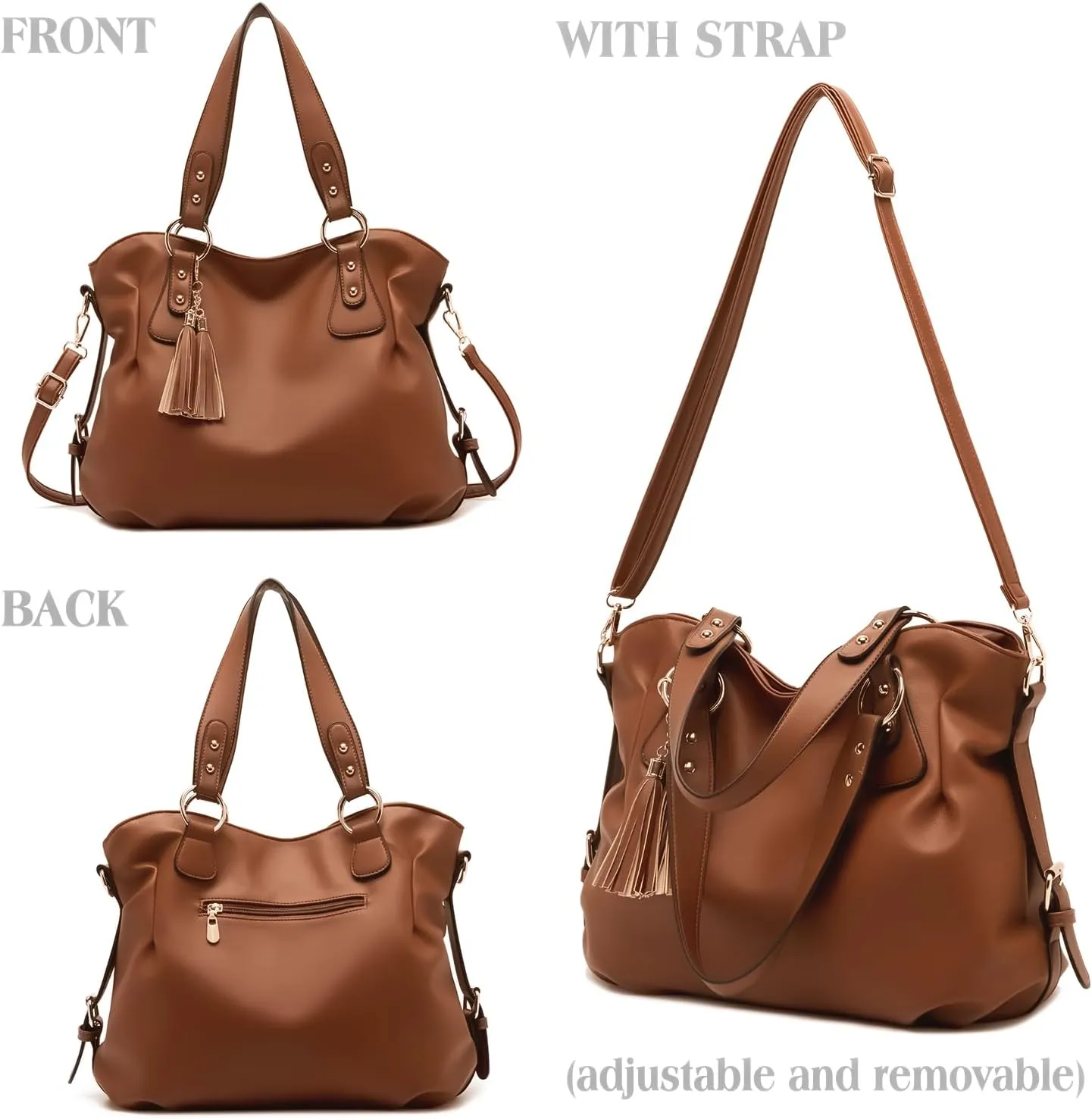 Soperwillton Fashion Handbag for Women Shoulder Bag Top Handle Satchel Hobo Tote Bag Purse Set 4pcs