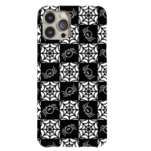 Spider Webs Halloween Checker Phone Case