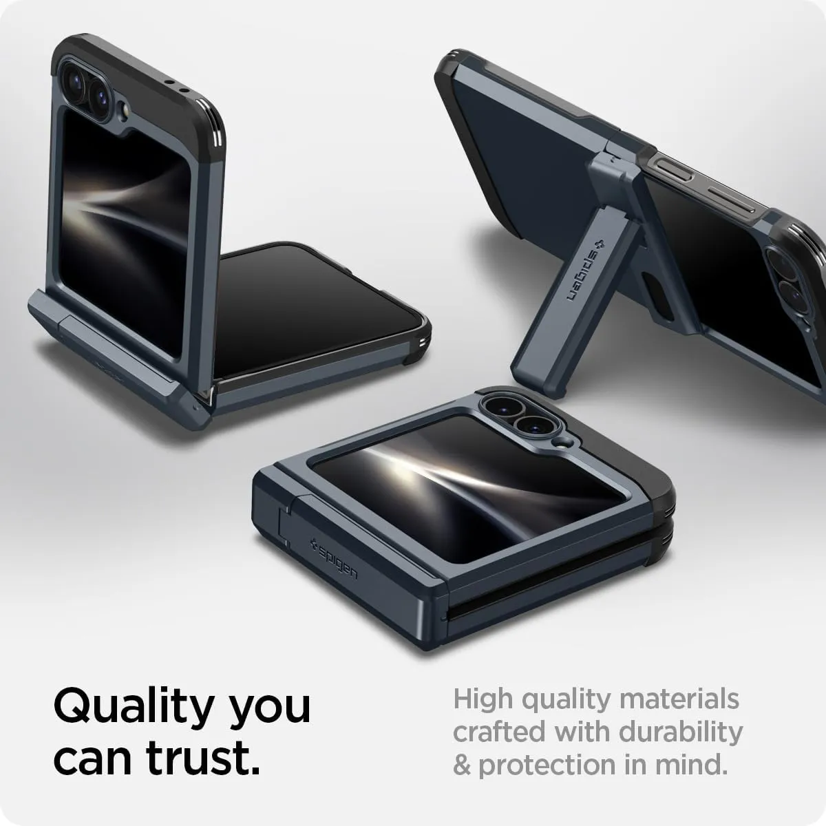 Spigen Tough Armor Pro Designed for Galaxy Z Flip 6 Case (2024) [Kickstand] - Metal Slate