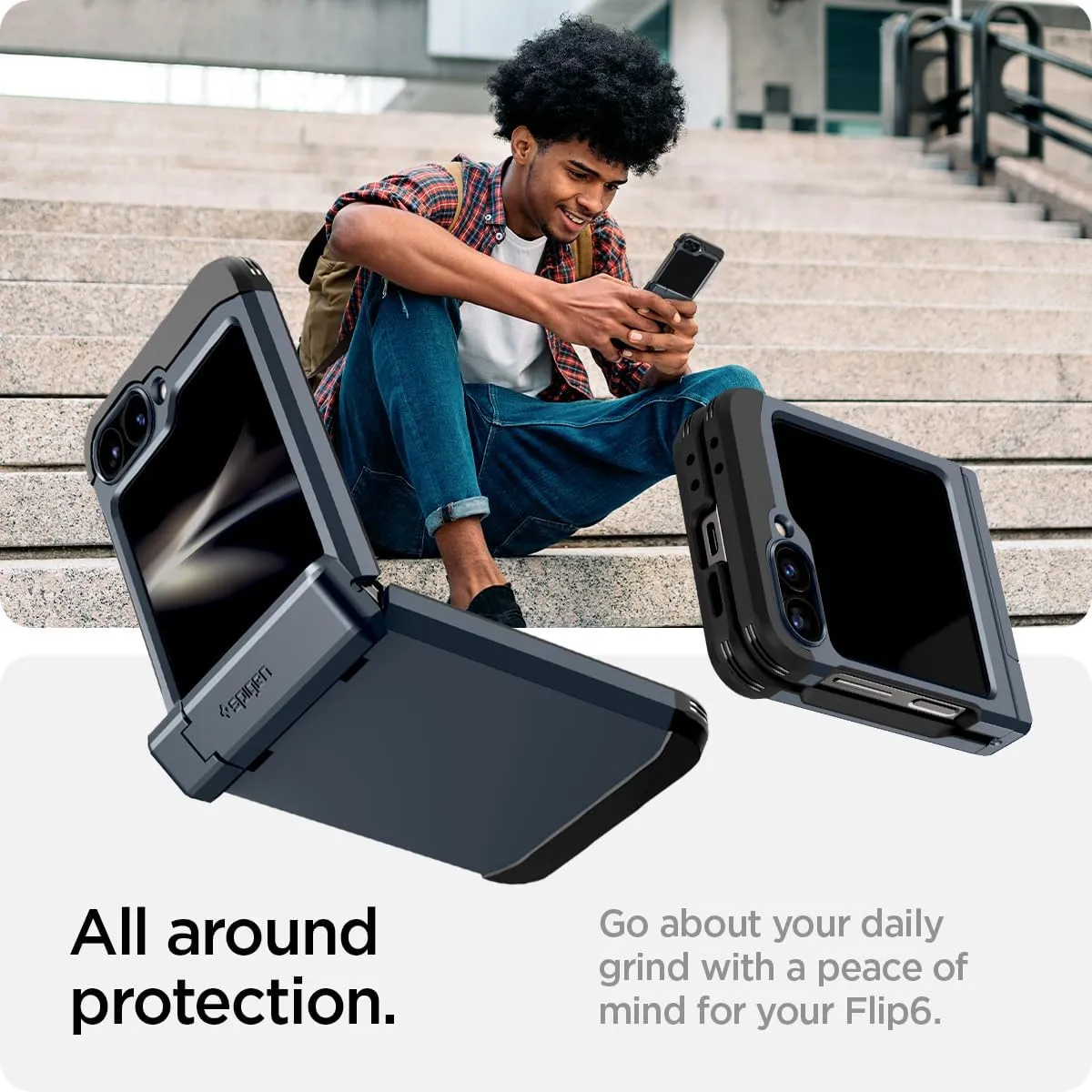 Spigen Tough Armor Pro Designed for Galaxy Z Flip 6 Case (2024) [Kickstand] - Metal Slate