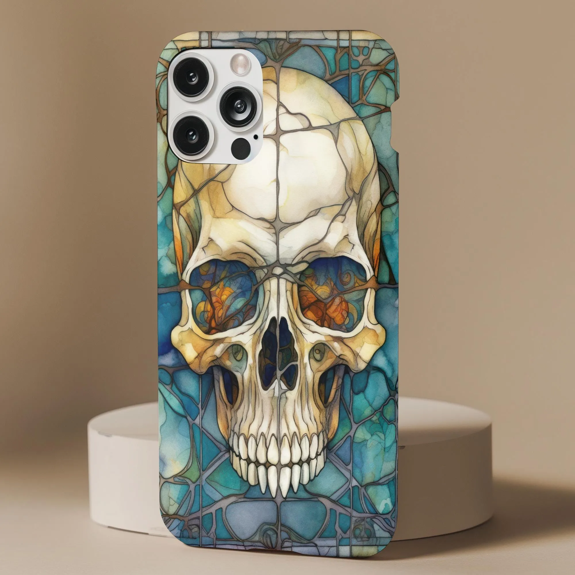 Stained Glass Skull Skeleton Phone Case