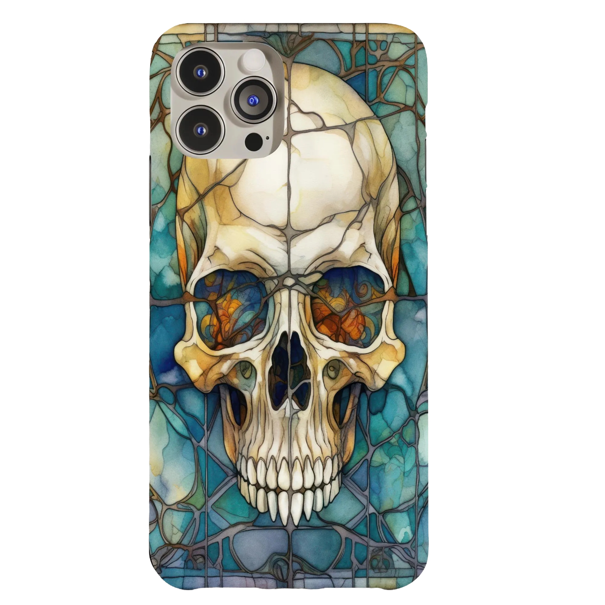 Stained Glass Skull Skeleton Phone Case