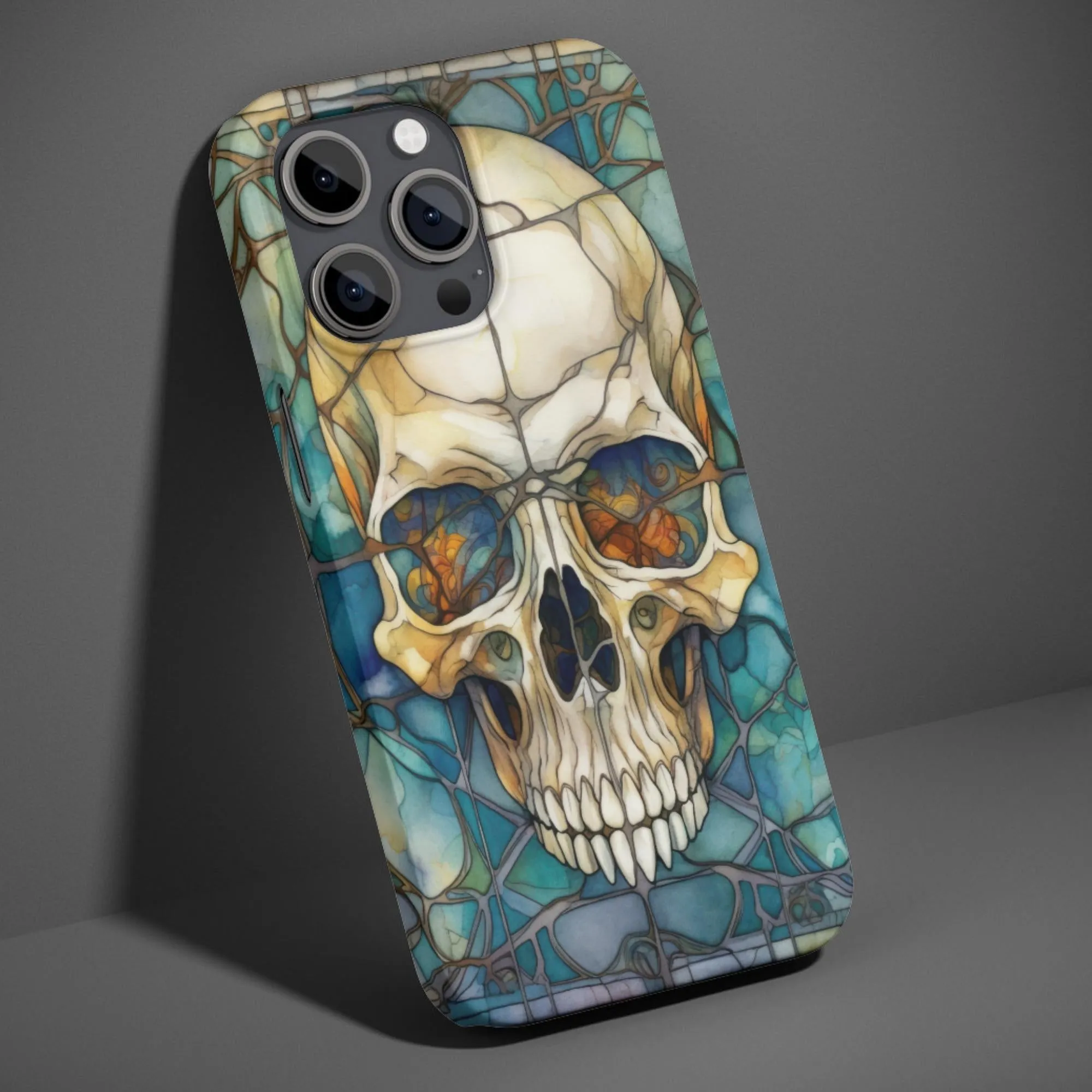 Stained Glass Skull Skeleton Phone Case