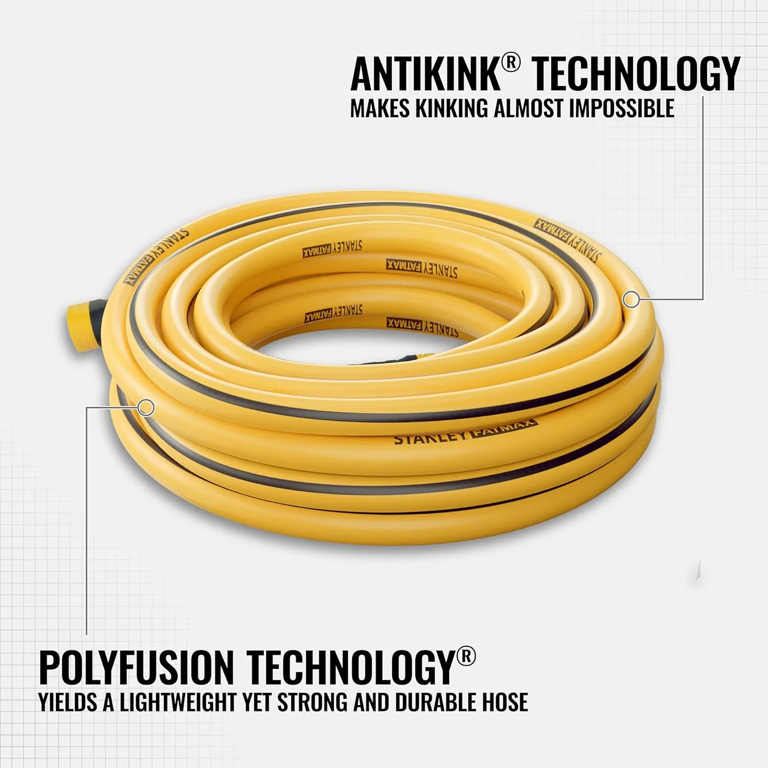 Stanley Fatmax Professional Grade Water Hose, 50' x 5/8", Yellow 500 PSI