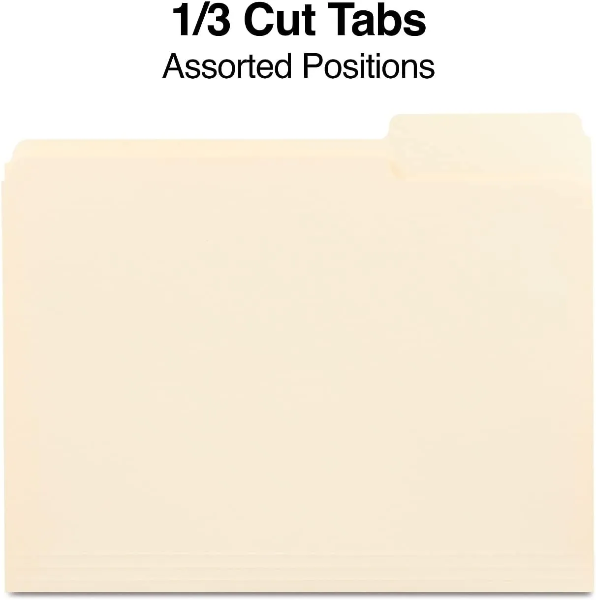 Staples File Folders, 1/3-Cut Tab, Assorted Position, Letter Size, Perfect for Home, Office, Classroom, 100-Pack, Manila