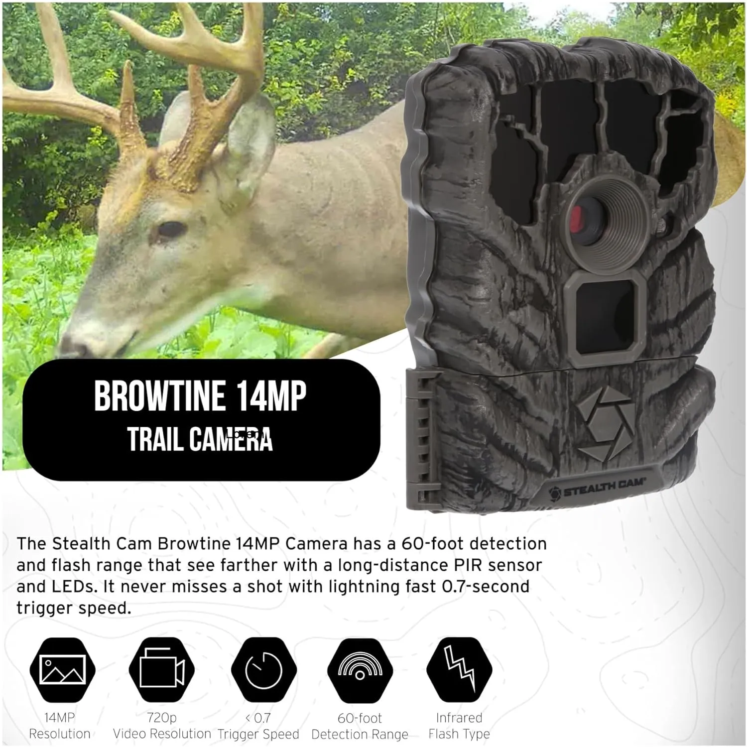 Stealth Cam Browtine 14MP Trail Camera (4-Pack) Bundle with 32GB Memory Card (4-Pack) and Card Reader (9 Items)
