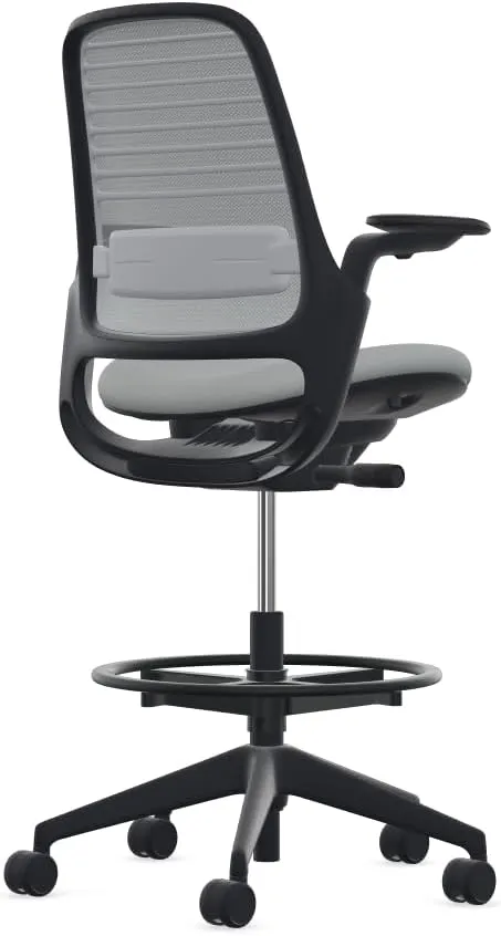 Steelcase Series 1 Stool Chair, Graphite Frame with 3D Microknit Fabric (Nickel)