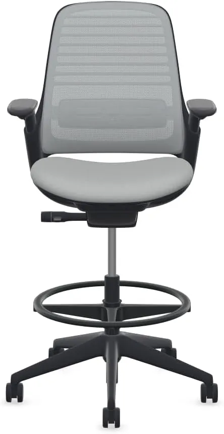 Steelcase Series 1 Stool Chair, Graphite Frame with 3D Microknit Fabric (Nickel)