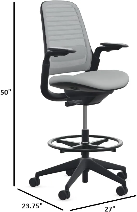 Steelcase Series 1 Stool Chair, Graphite Frame with 3D Microknit Fabric (Nickel)