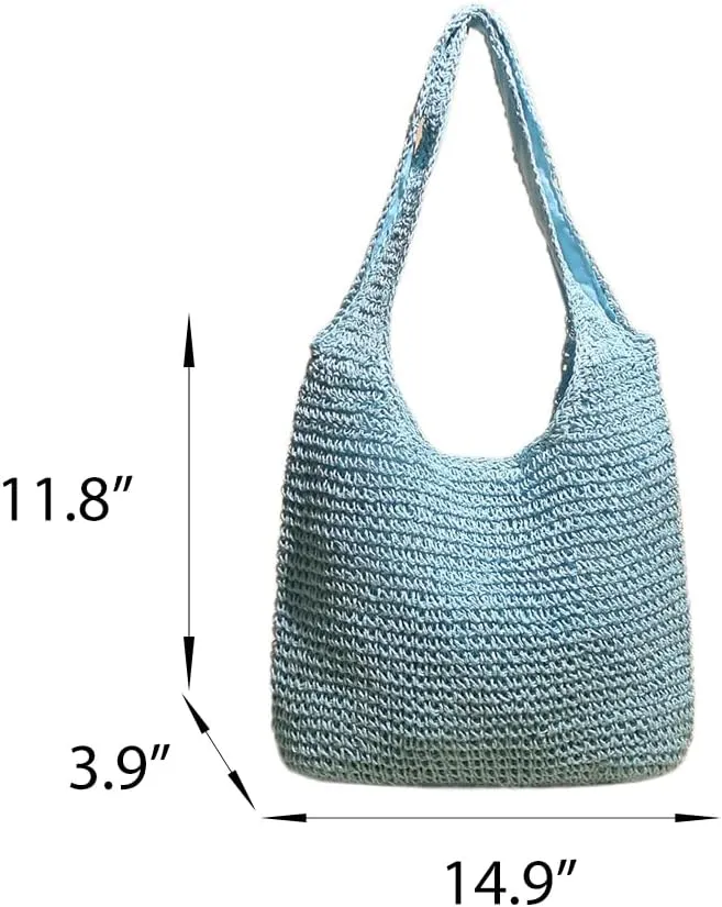 Straw Hobo Bags for Women Vintage Handbag Tote Bag Boho Crochet Beach Bag Trendy 2025 Handwoven Shoulder Bags Purse