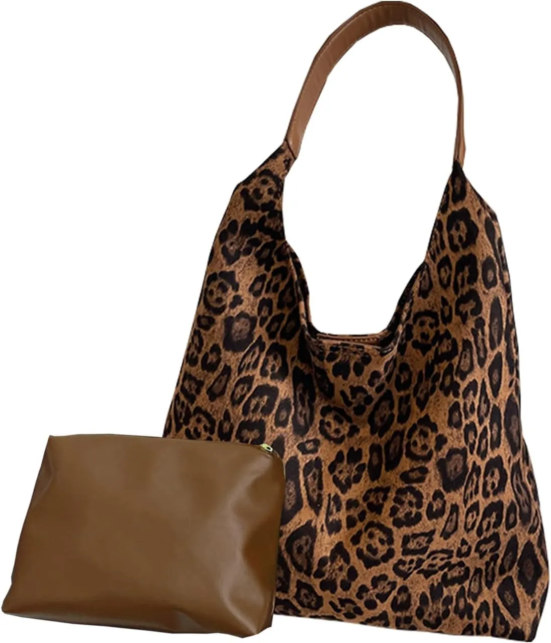 Suede Bags for Women Leopard Print Suede Tote Bag,Suede Shoulder Bag,Womens Hobo Handbag,Slouchy Bags