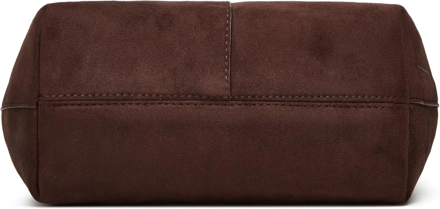 Suede Crescent Tote Bags for Women Vintage Shoulder Bag Brown Suede Handbag Casual Crossbody Bag Travel Work Purse