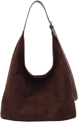 Suede Tote Bag for Women Shoulder Bag Retro Handbags Soft Satchel Stylish Large Two-piece Purse Work Travel