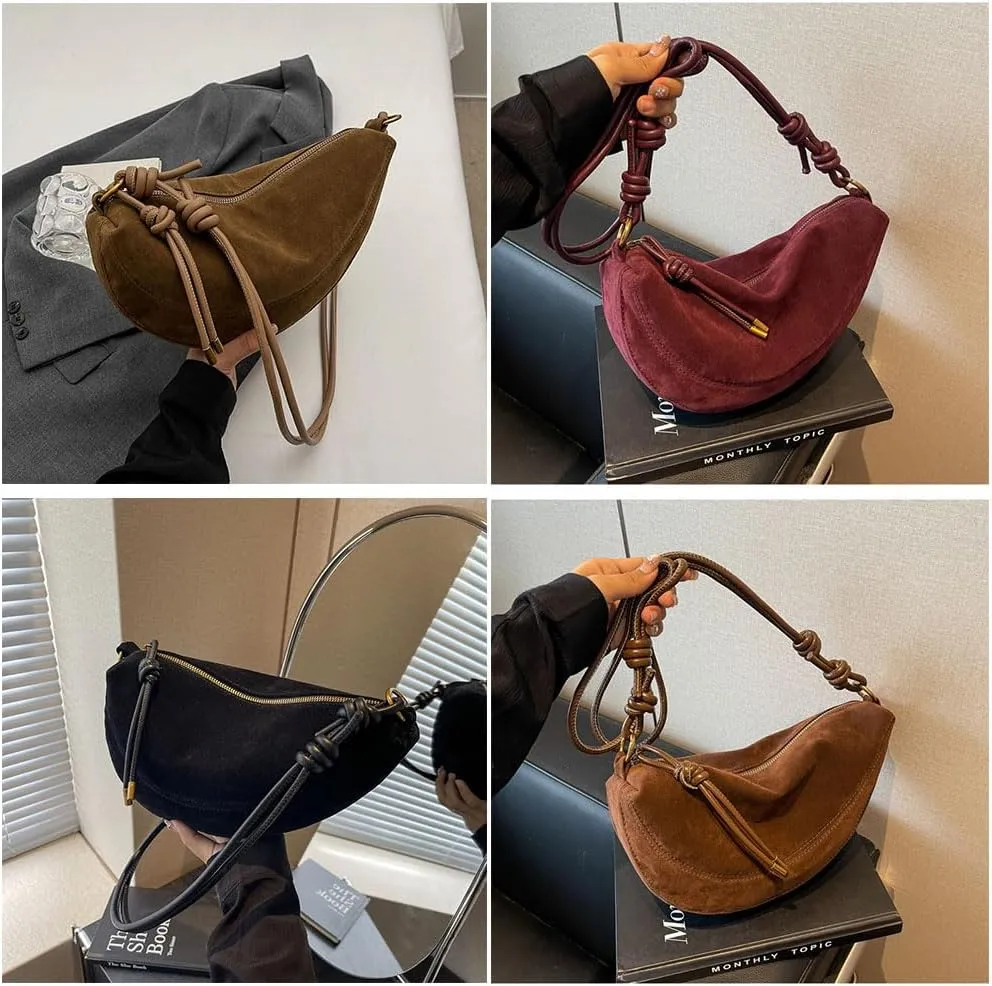 Suede Tote Bag for Women,Womens Purse Slouchy Hobo Handbag,Suede Shoulder Bag Fall Purses Work Handbag