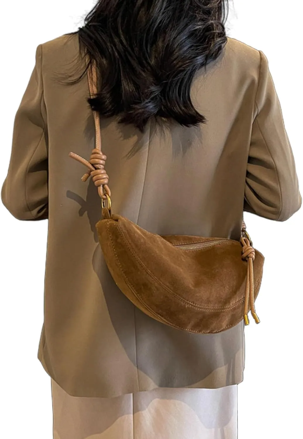 Suede Tote Bag for Women,Womens Purse Slouchy Hobo Handbag,Suede Shoulder Bag Fall Purses Work Handbag