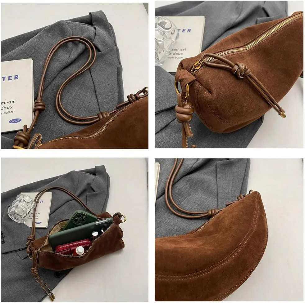 Suede Tote Bag for Women,Womens Purse Slouchy Hobo Handbag,Suede Shoulder Bag Fall Purses Work Handbag