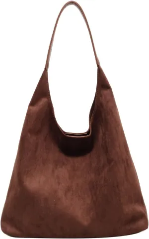 Suede Tote Bags for Women Large Slouchy Bag Retro Suede Purse Soft Hobo Handbag Office Shoulder Bag