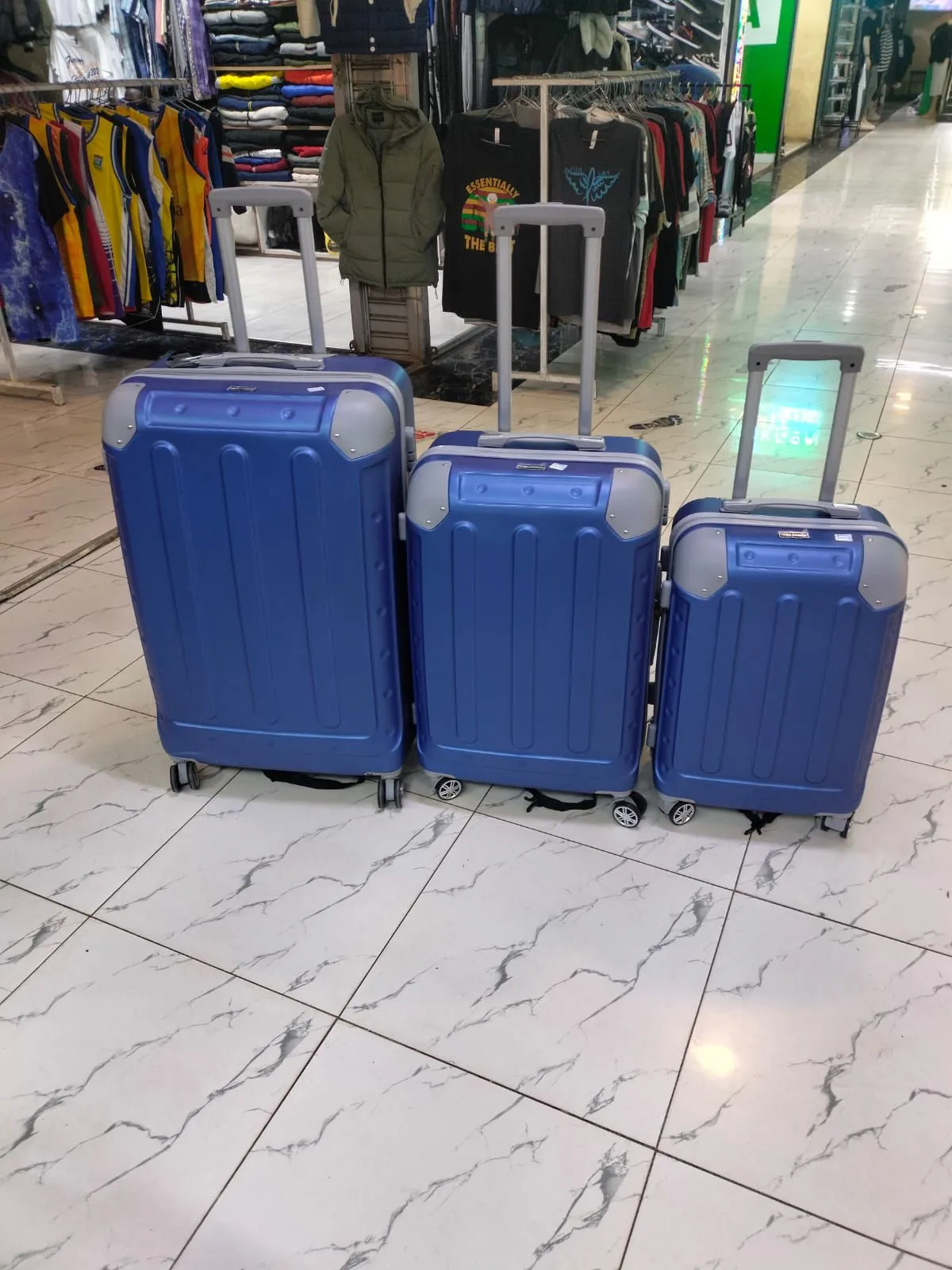 Suitcase 3pc Set (Rubber) - Blue