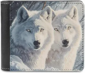 Sunlit Soulmates Wolves Wolf Bifold Wallet PU Leather Slim Purse Pocket Wallet with Card Holder for Women Men
