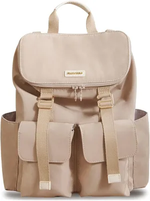SUNVENO Diaper Bag Backpack, Large Capacity Nappy Changing Bag Featuring Bottle Pockets, Changing Pad, Stroller Clips and Comfortable Backpack Straps, Brown