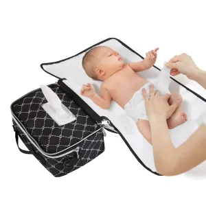 SUNVENO Portabl Diaper Bag with Changing Pad Individual Diaper and Wipes Pocket Travel Bag for Baby (Black)