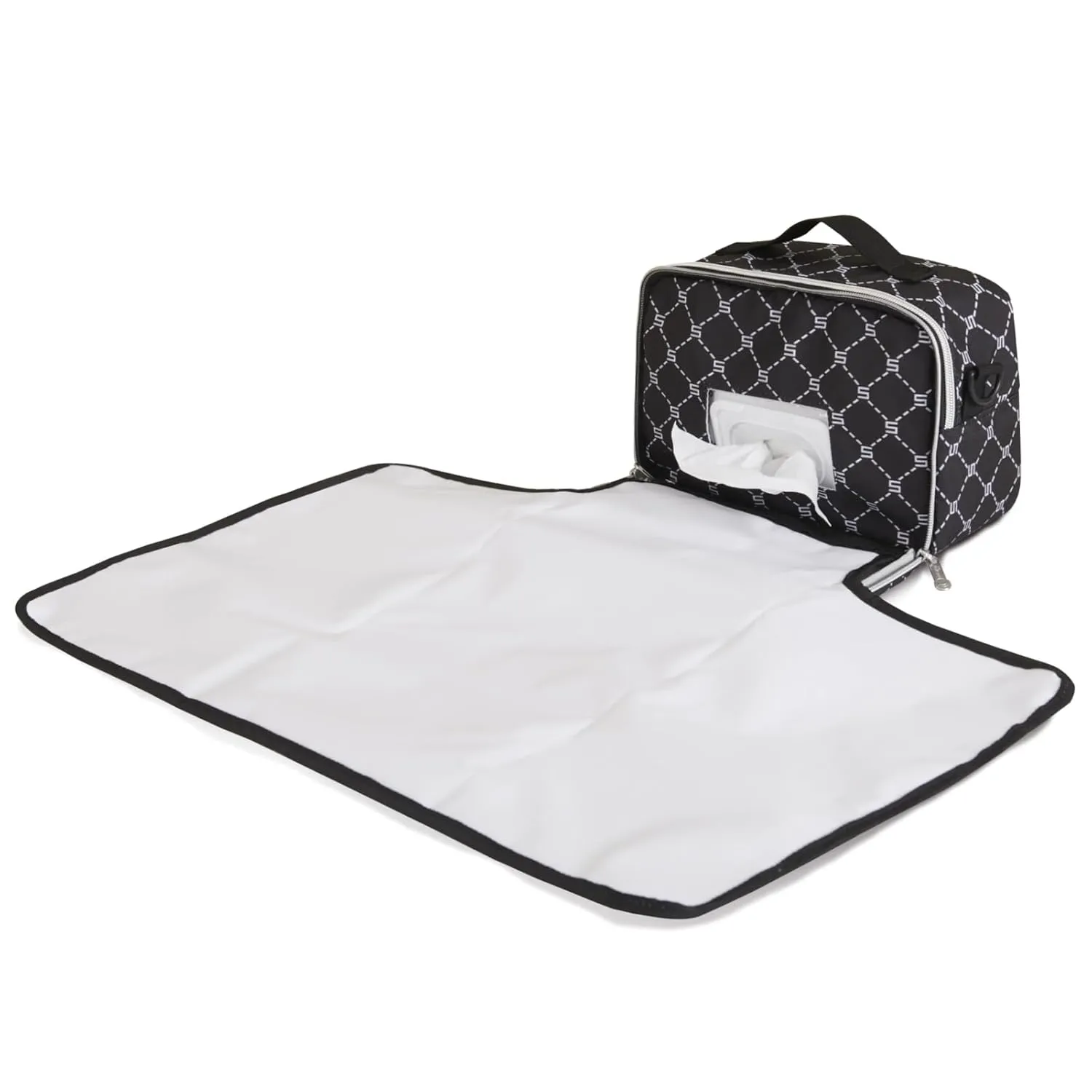 SUNVENO Portabl Diaper Bag with Changing Pad Individual Diaper and Wipes Pocket Travel Bag for Baby (Black)