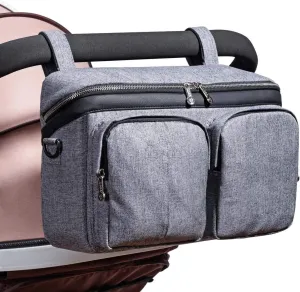 SUNVENO Universal Stroller Organizer with Shoulder Strap, Large Storage Space with Multiple Pockets Stroller Bag Fit Nearly Any Stroller, Grey