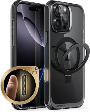 SUPCASE for iPhone 16 Pro Max Case with Camera Control Capture Button (Unicorn Beetle Mag), [Built-in Stand] [Compatible with MagSafe] [Military-Grade Protection] Slim Clear Magnetic Phone Case, Dark