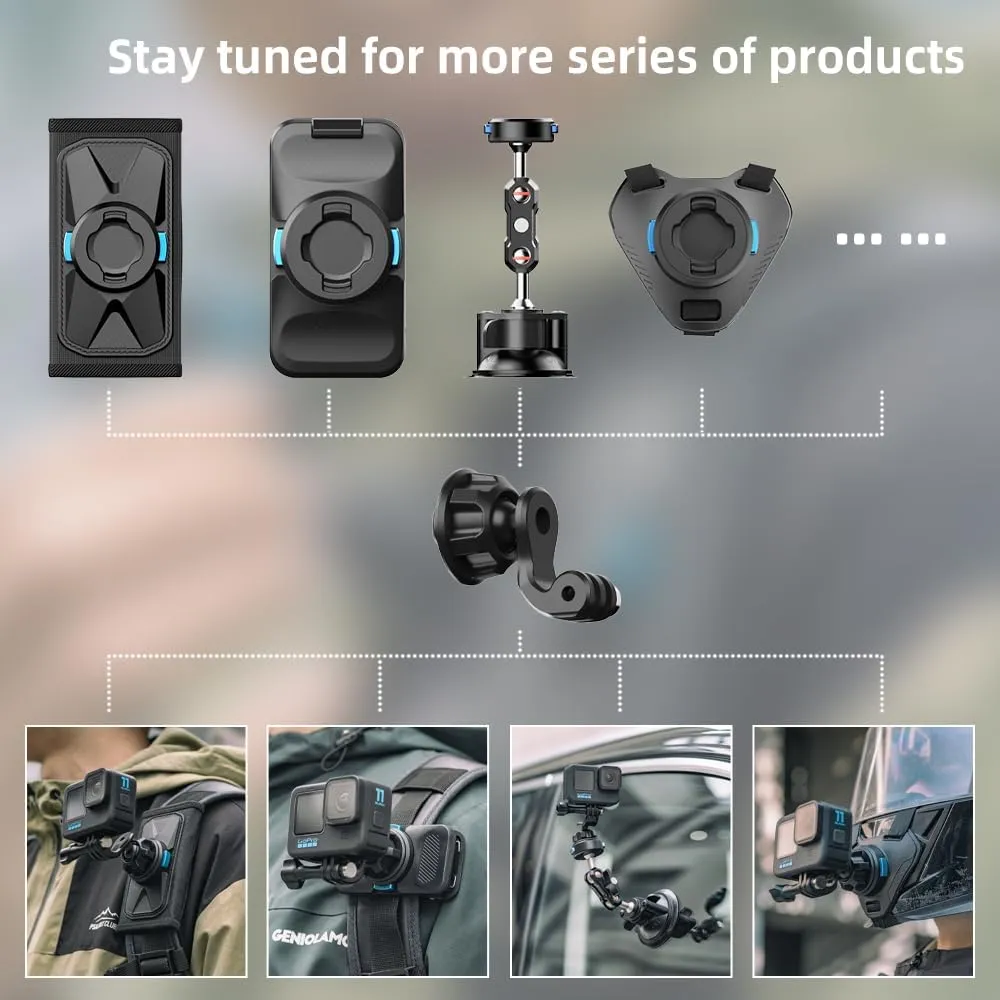 SUREWO Magnetic Quick Release Backpack Shoulder Strap Mount Bag Belt Shoulder Strap Clip Holder Compatible with Gopro Hero 13/12/11/10/9/8/7/(2018)/6/5 Black,DJI Osmo Action 5 pro/4/3 and More