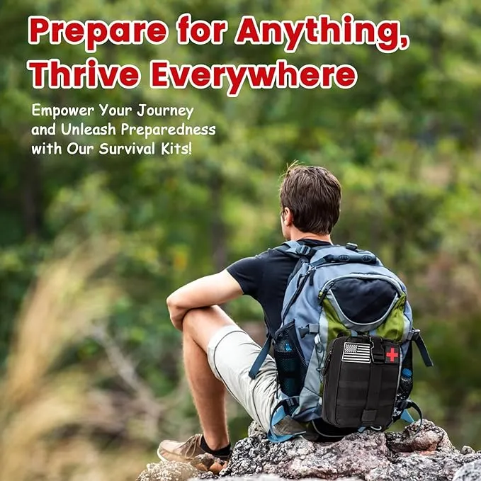 Survival Kit and First Aid Kit, Snake Bite Kit Venom Extractor Suction Pump Emergency First Aid Supplies Professional Survival Gear and Equipment for Hiking Camping Backpacking Outdoor Adventure