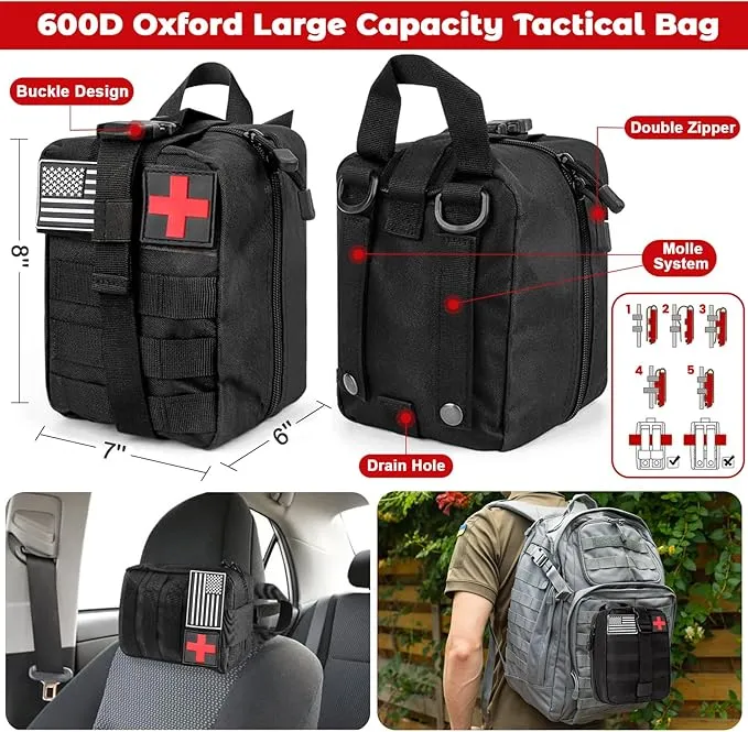 Survival Kit and First Aid Kit, Snake Bite Kit Venom Extractor Suction Pump Emergency First Aid Supplies Professional Survival Gear and Equipment for Hiking Camping Backpacking Outdoor Adventure