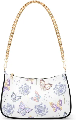 susiyo Shoulder Bag for Women Beautiful Butterfly Dandelion Small Shoulder Purse Bags Cute Hobo Tote Handbag Mini Clutch Purse