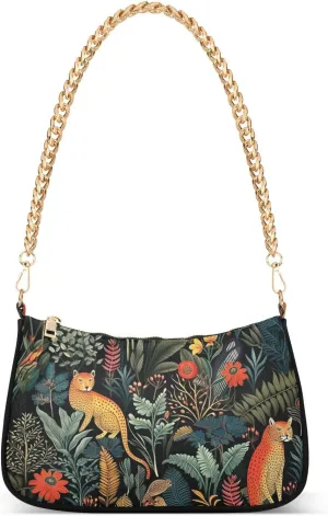 susiyo Shoulder Bag for Women Dark Dreamy Jungle Small Shoulder Purse Bags Cute Hobo Tote Handbag Mini Clutch Purse