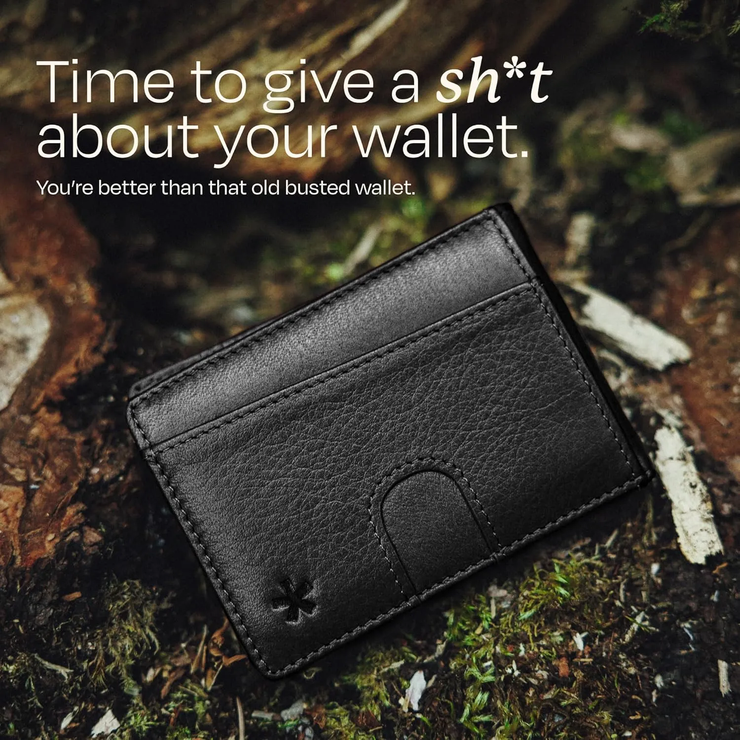 Swear Brands Full Grain Leather Wallet with RFID Blocking & Money Clip - Minimalist Bifold Wallet Holds 12 Cards - Easy Access Pull Tab - Ethically Sourced (Black)