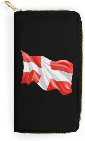 Switch Flag Wristlet Wallets for Men Women Leather Purse Clutch Cute Card Holder