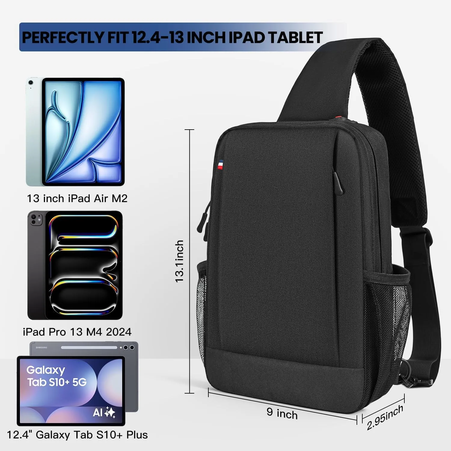 Tablet Sleeve Shoulder Bag for 2025 13 inch iPad Air M3 M2/ iPad Pro 13 M4 2024, 12.4" Galaxy Tab S10  Plus, iPad Pro 12.9 Carrying Travel Case Bag, Fit Magic Keyboard