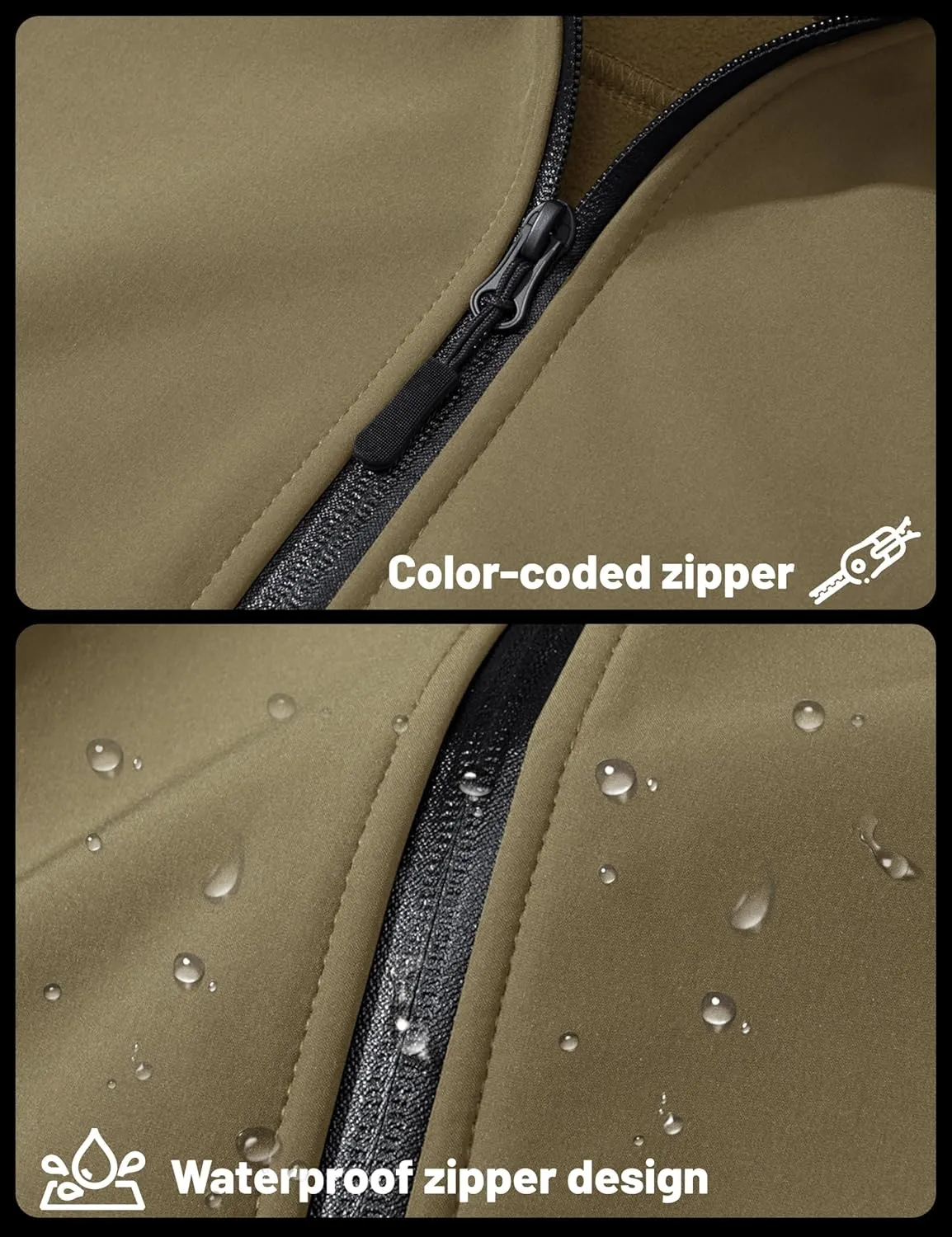TACVASEN Men's Fleece Softshell Jackets Waterproof Winter Coats Warm Fleece Lined Tactical Jacket Windproof Zip Pockets