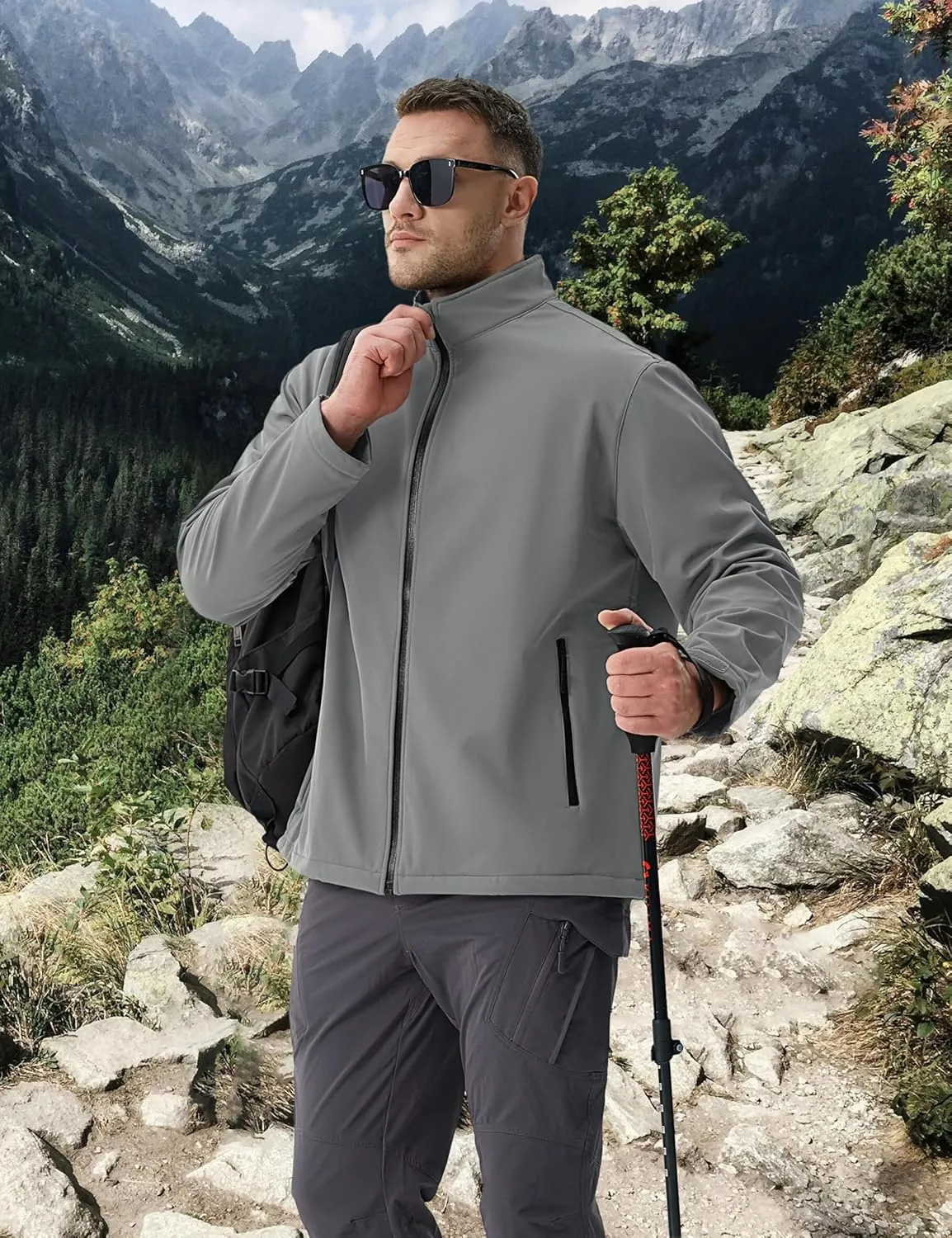 TACVASEN Men's Fleece Softshell Jackets Waterproof Winter Coats Warm Fleece Lined Tactical Jacket Windproof Zip Pockets